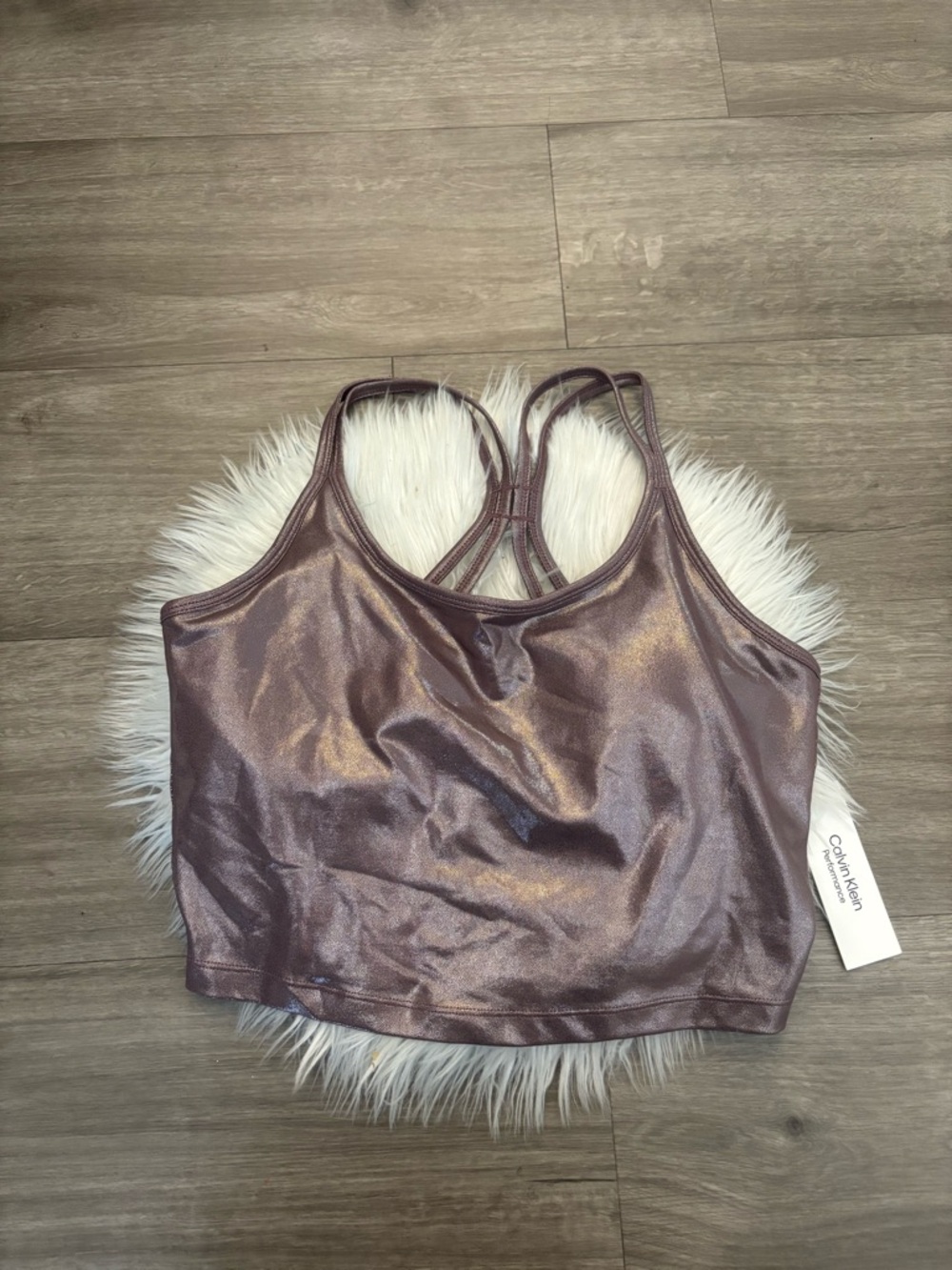 CALVIN KLEIN |  Shimmery Mauve Sports Bra Tank Top NWT